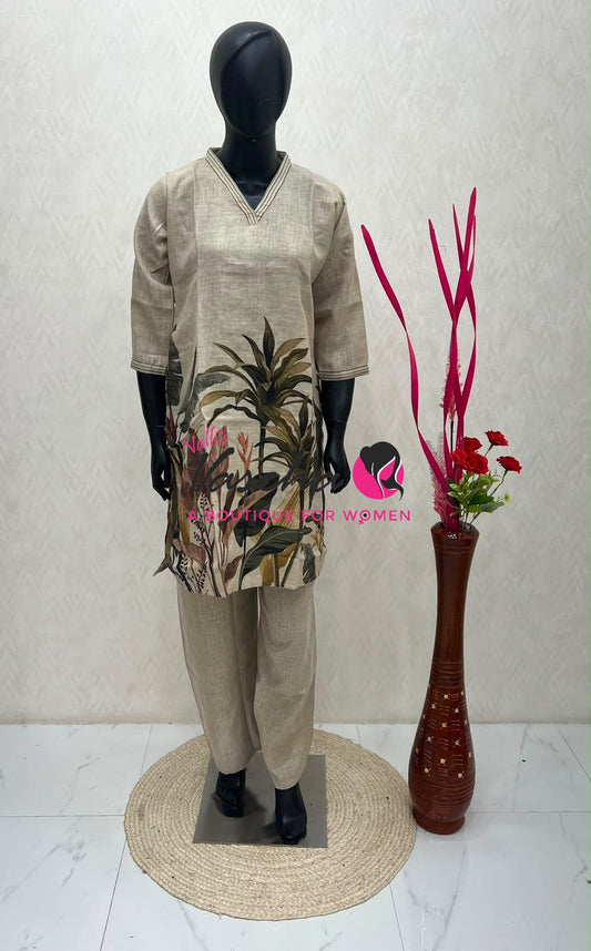 Top & Bottom(2pc) Co-Ord Set - Khadi Cotton - VVCS013
