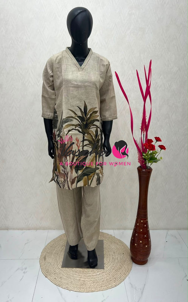 Top & Bottom(2pc) Co-Ord Set - Khadi Cotton - VVCS013