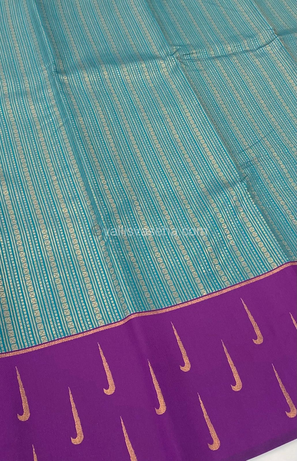 Kanchi Semi Silk - Ramar Blue with Purple - VVKSS001