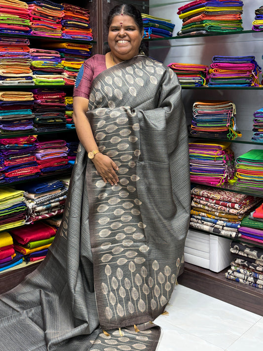 Art Tussar / Art Silk - Grey & Grey Shade - VVATS001