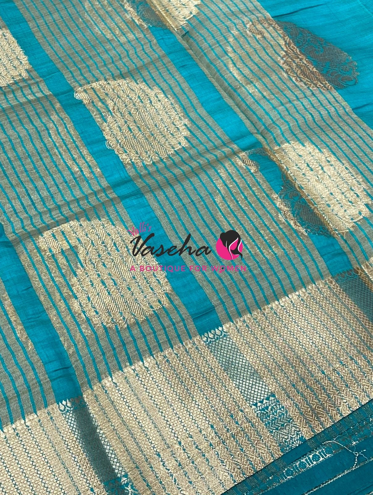 Semi Tussar Silk Saree | Blue Shade |VVSTS055