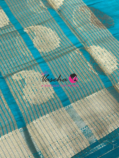 Semi Tussar Silk Saree | Blue Shade |VVSTS055