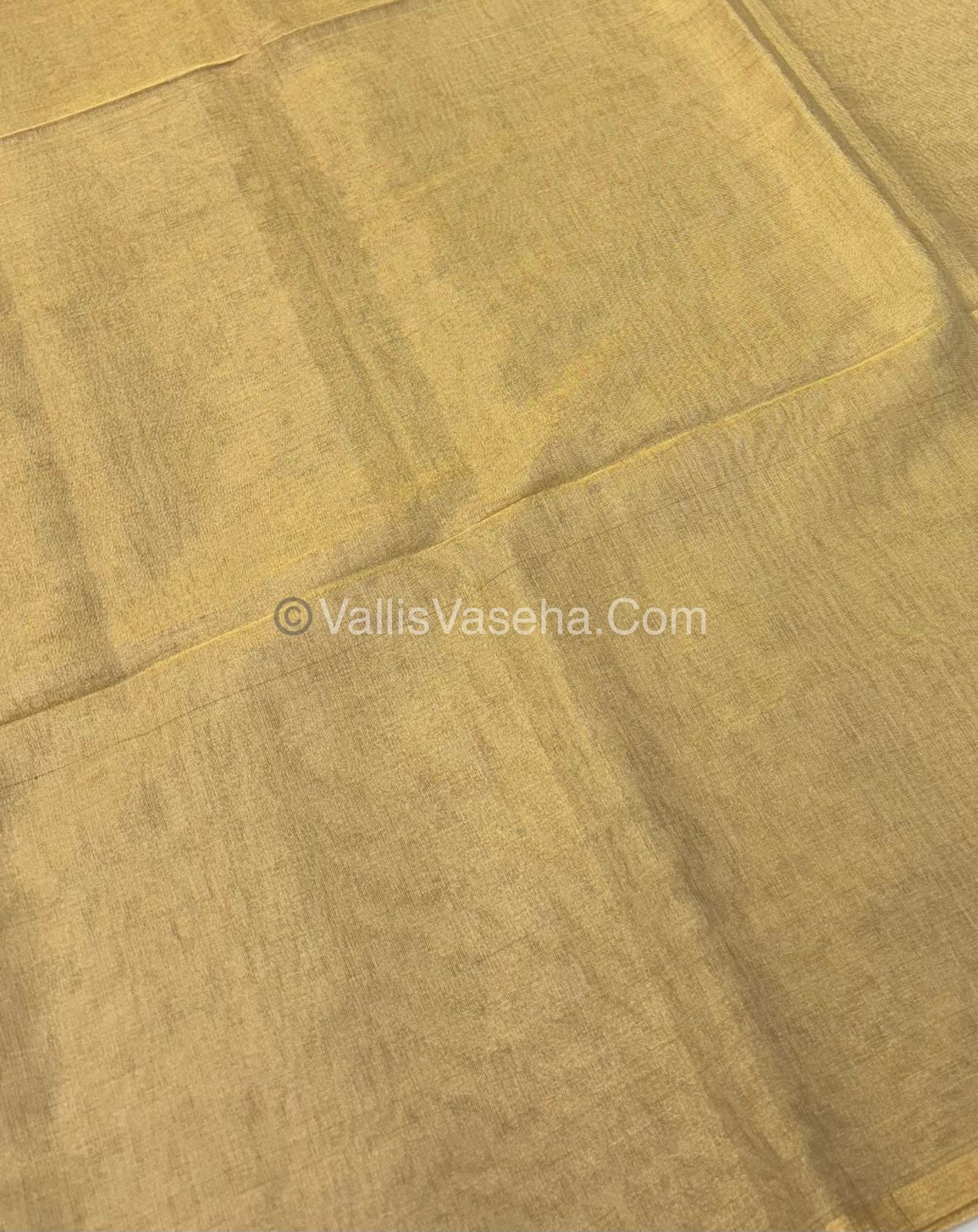 Pure Maheshwari Tissue Silk - Triple Tone Creamish Gold & Gold Shade - VVMTS001