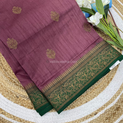 Bamboo Silk Saree - Deep Dusty Wine with Green Shade - VVBSS001