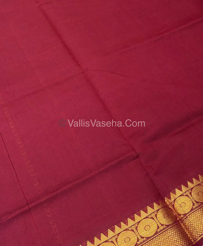 Semi Silk Cotton Saree - Purple  With Red Shade - VVSSC005