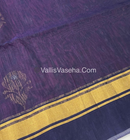 Kora Silk Saree - SICO -  Wine With Blue Shade  - VVKS002