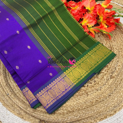 Semi Silk Cotton Saree | Double Leaf Butta Design |VVSSC016