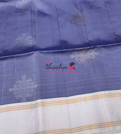 Pure Soft Silk Saree - (1.75 Warp) Kolam Design - Shade Of Lavender &  Cream Shade - VVPSS074