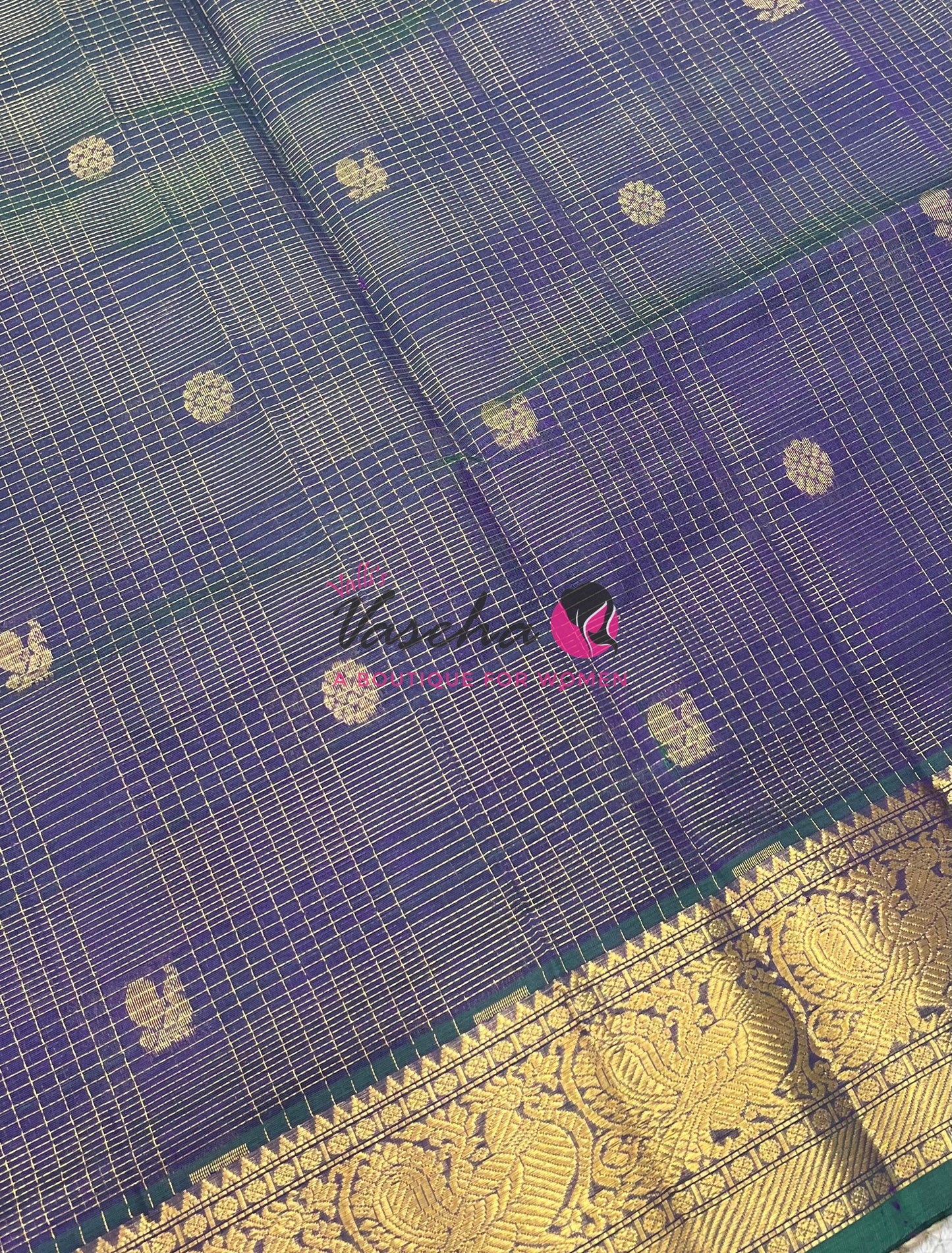 Pure Silk Cotton Saree - Vairavoosi checks - Mayil & Chakkaram - Dual Tone Purple Shade - VVMCV001