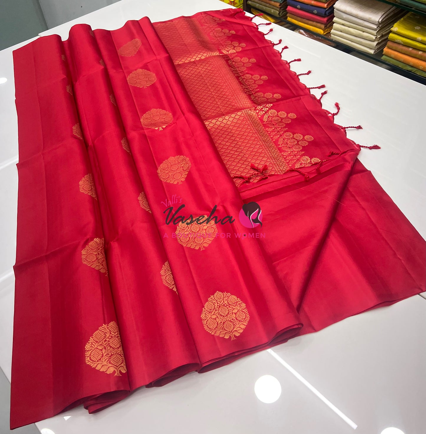 Pure Soft Silk Saree - Border Less - Red Shade - VVPSS078