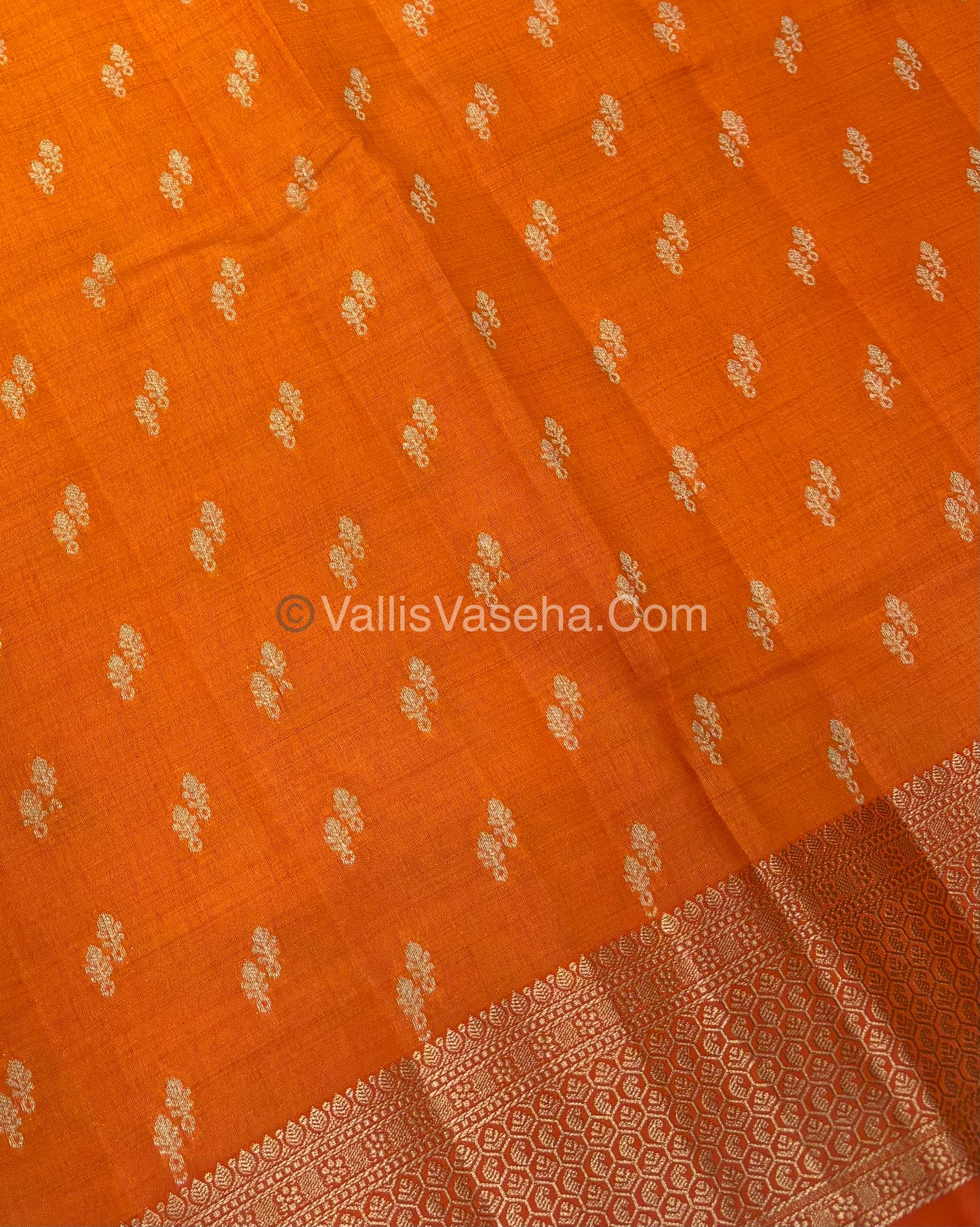 Semi Tussar Silk - Grand Pallu  -  orange Shade - VVSTS021