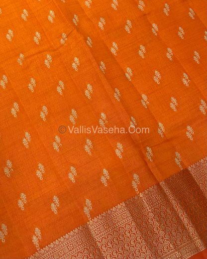 Semi Tussar Silk - Grand Pallu  -  orange Shade - VVSTS021
