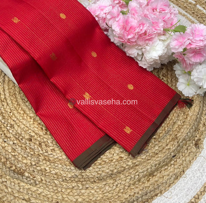 Pure Kanchipuram Silk Saree - Vaira Voosi design - Red shade  - VVPS010