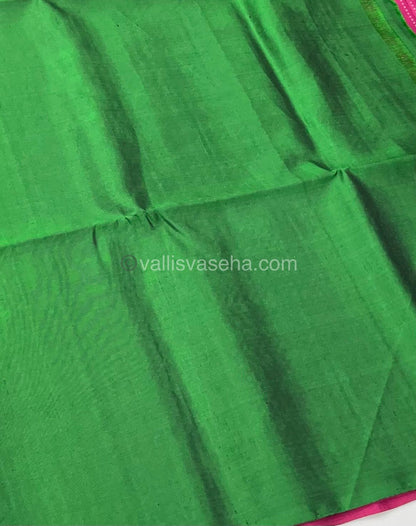 Pure Soft Silk Saree - Vaira Voosi design - Dark Pink With Green Combo - VVPSS016