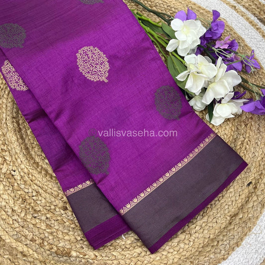Semi Tussar Silk Saree - Purplish Pink Shade - VVSTS009