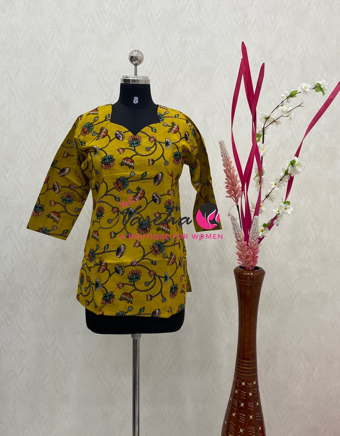 Ready Made - Short Top -  Pure Cotton Kalamkari  - VVRST004