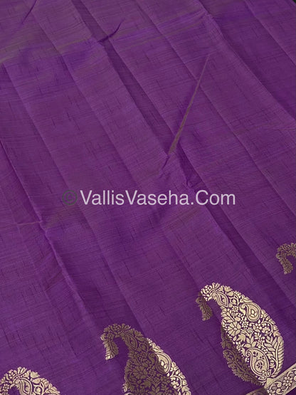 Semi Tussar Silk - Small Mango - Purple Shade - VVSTS002