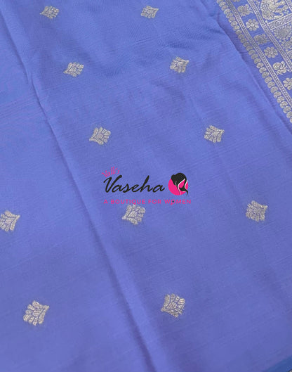 Semi Soft Silk - Pastel Blue With Light Lavender - VVSSS038