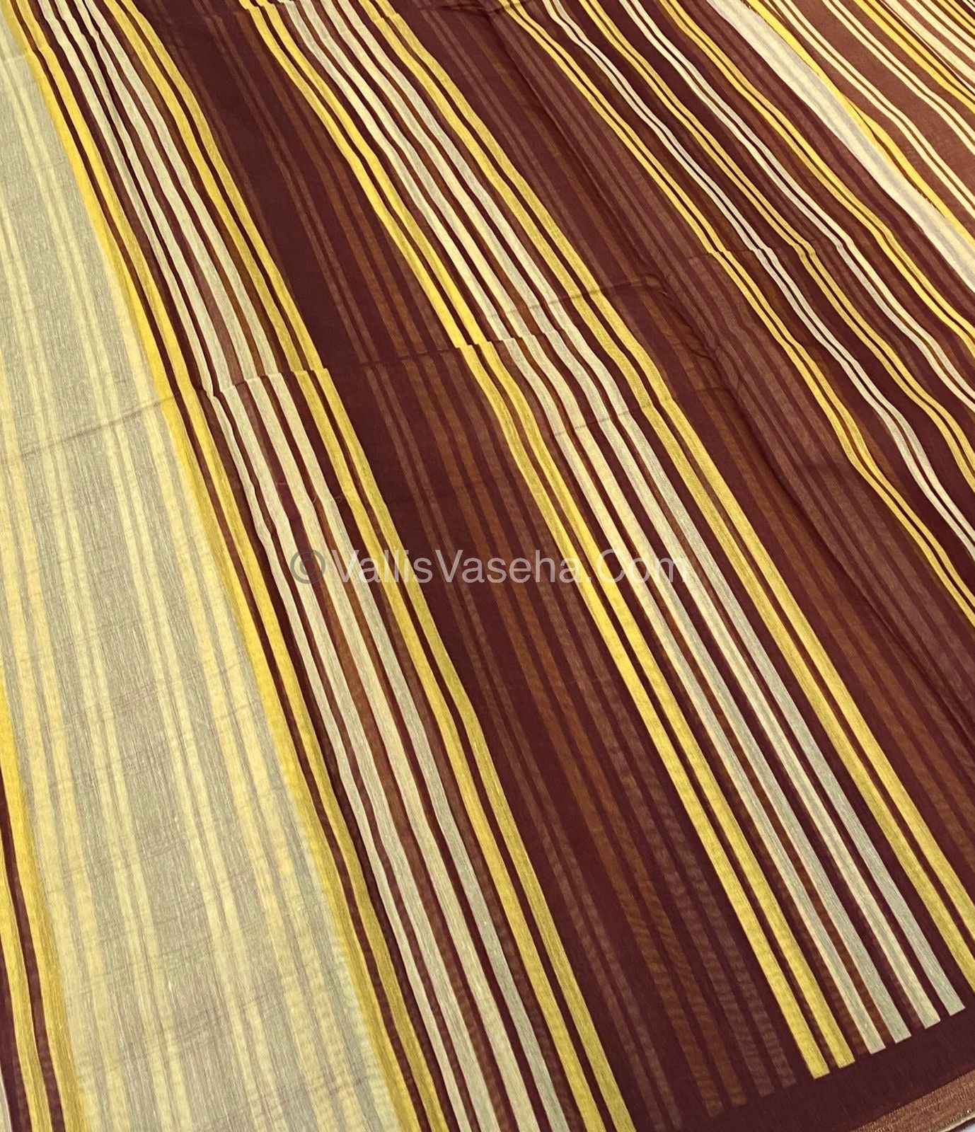 Semi Chanderi Saree - Cream & Brown Combo - VVSCS003