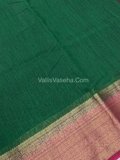 Bamboo Silk Saree - Green with Pink Shade - VVBSS008