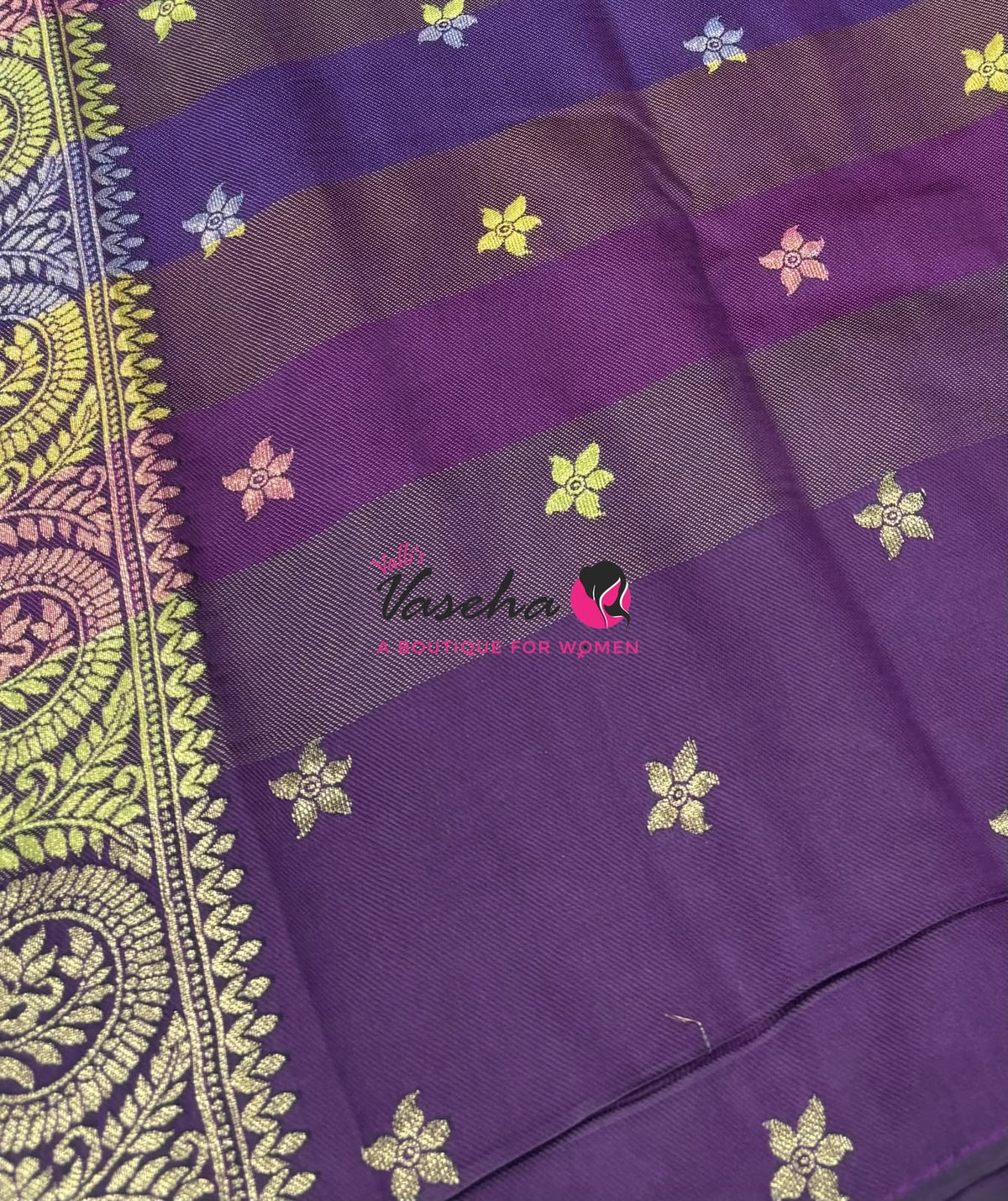 Semi Soft Silk  - Madras Checks Pattern -  Purple Shade  - VVSSS042
