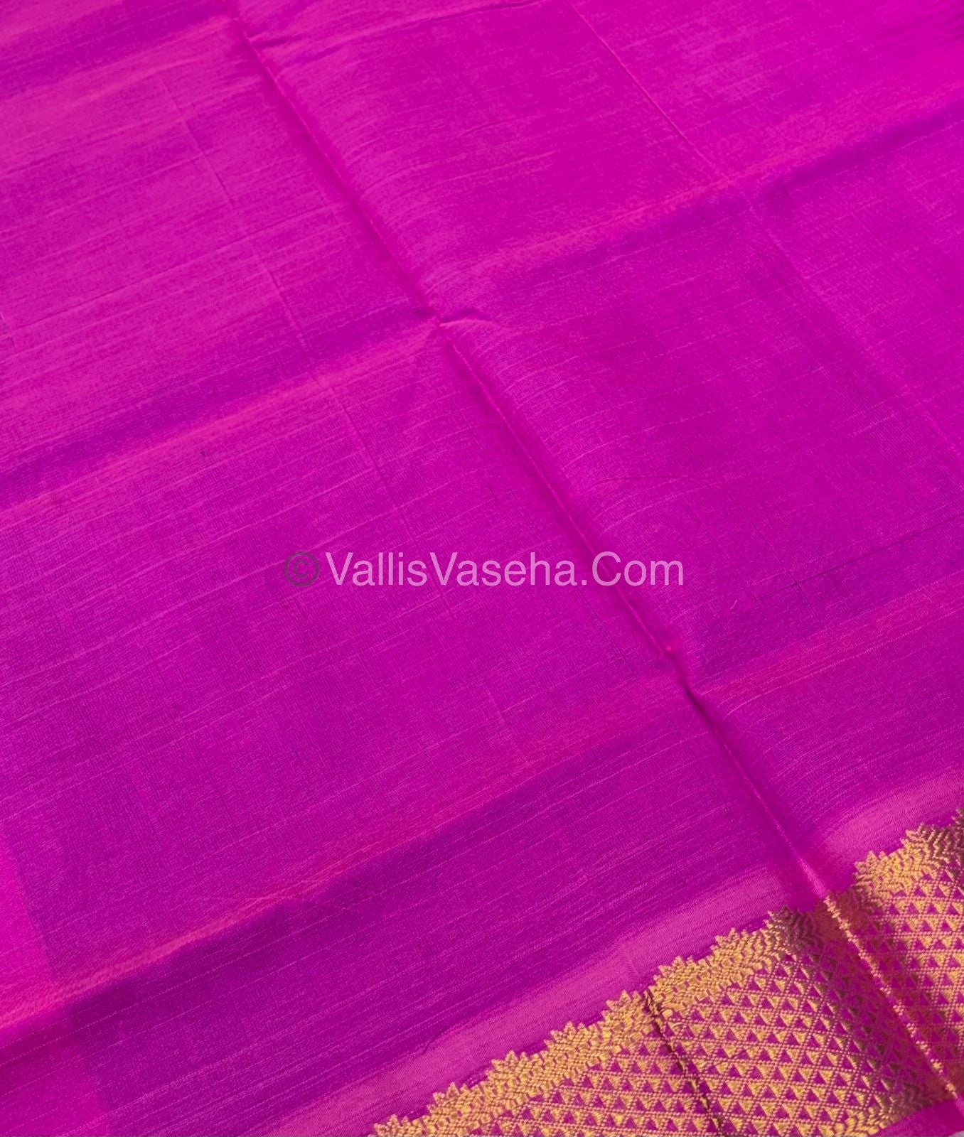 Semi Silk Cotton Saree - Blue With Pink Shade - VVSSC004