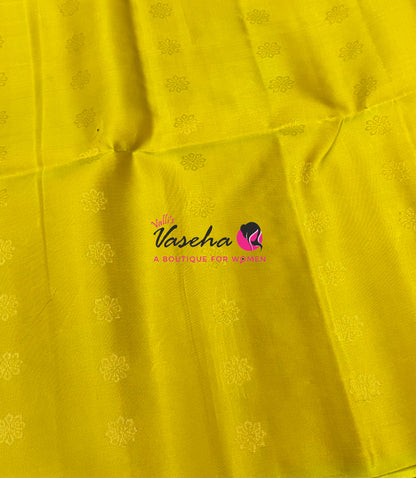 Pure Soft Silk Saree - Border Less  - Violet & Lemon Green Combo - VVPSS066