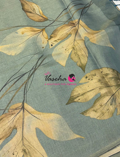 Linen Tissue Saree - Light Grey Shade - VVLTS006