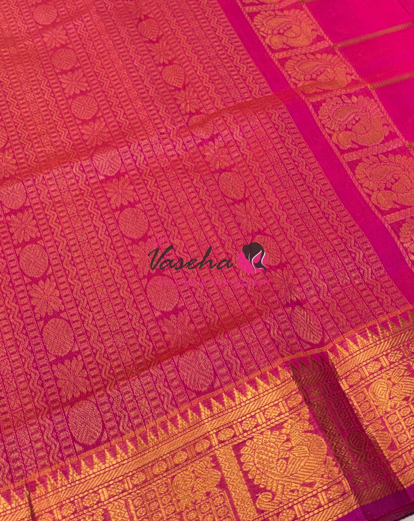 Pure Silk Cotton Saree - Mayil & Chakkaram Design - Blue With Pink Shade -VVMC003