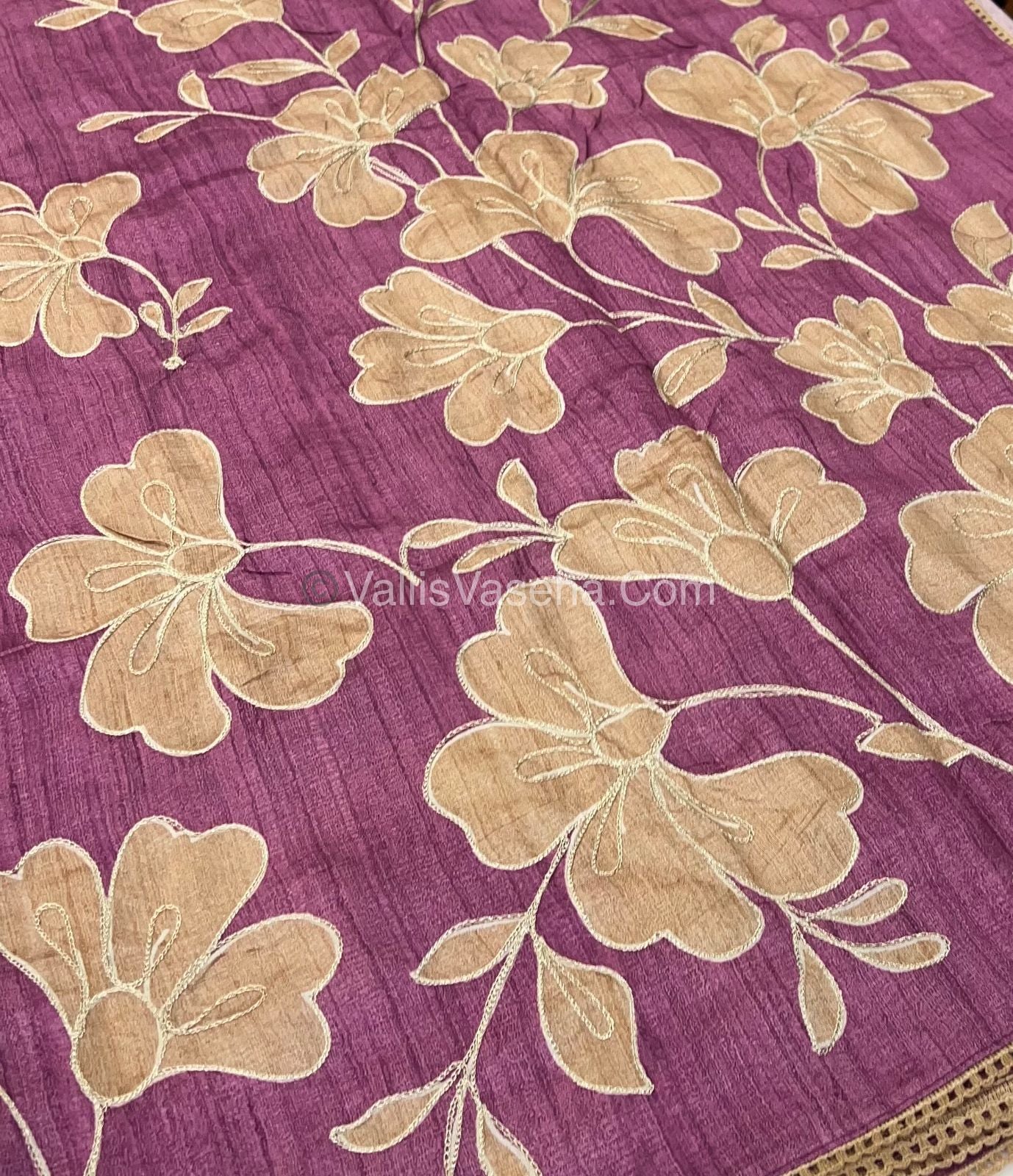 Semi Raw Silk with embroidery work - VVSRS001