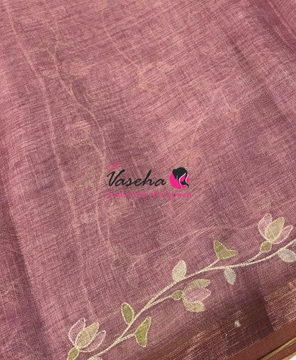 Linen Tissue Saree - Onion Pink Shade - VVLTS003