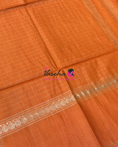 Bhagalpuri Silk | Green With Orange Pink Combo | VVBS011
