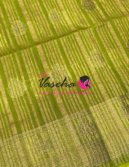 Semi Jute Silk Saree - Pink With Green Shade- VVSJS002