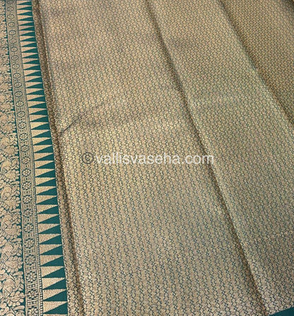 Kanchi Semi Silk - Mayil & Chakkaram design - Yellow with Green - VVKSS001