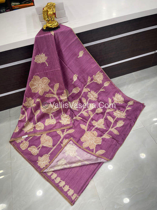 Semi Raw Silk with embroidery work - VVSRS001