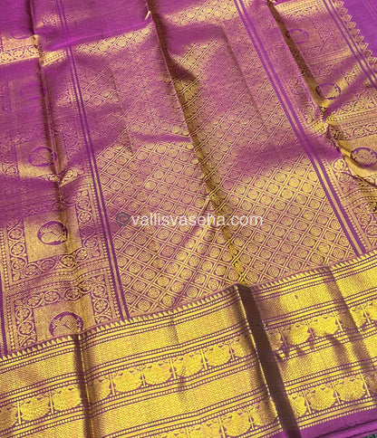 Pure Kanchipuram Silk Saree - Onion Pink & Purple Shade  - VVPS022