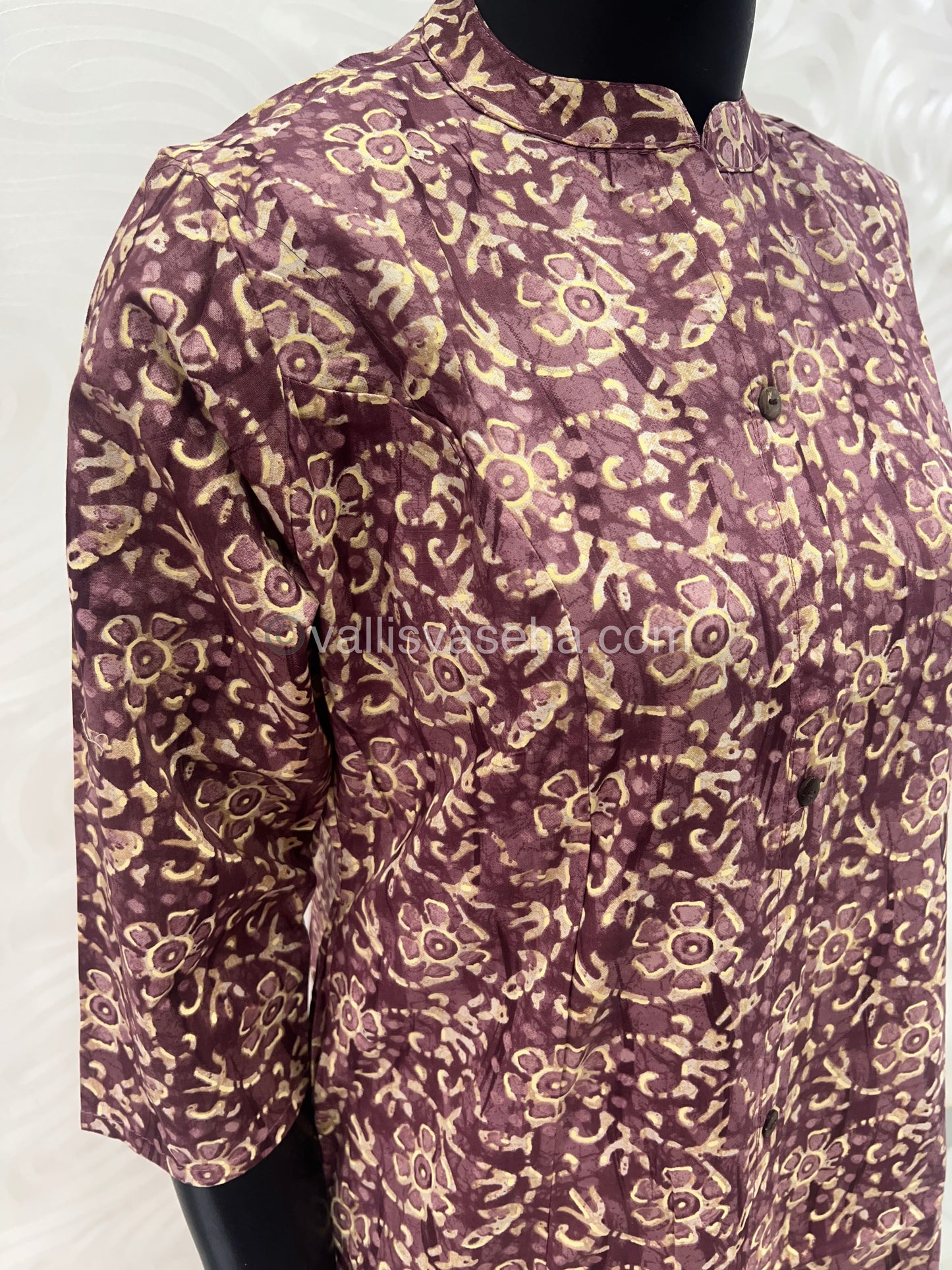 Slub Cotton -  Printed Kurti -  A - Line Cut - VVALK001