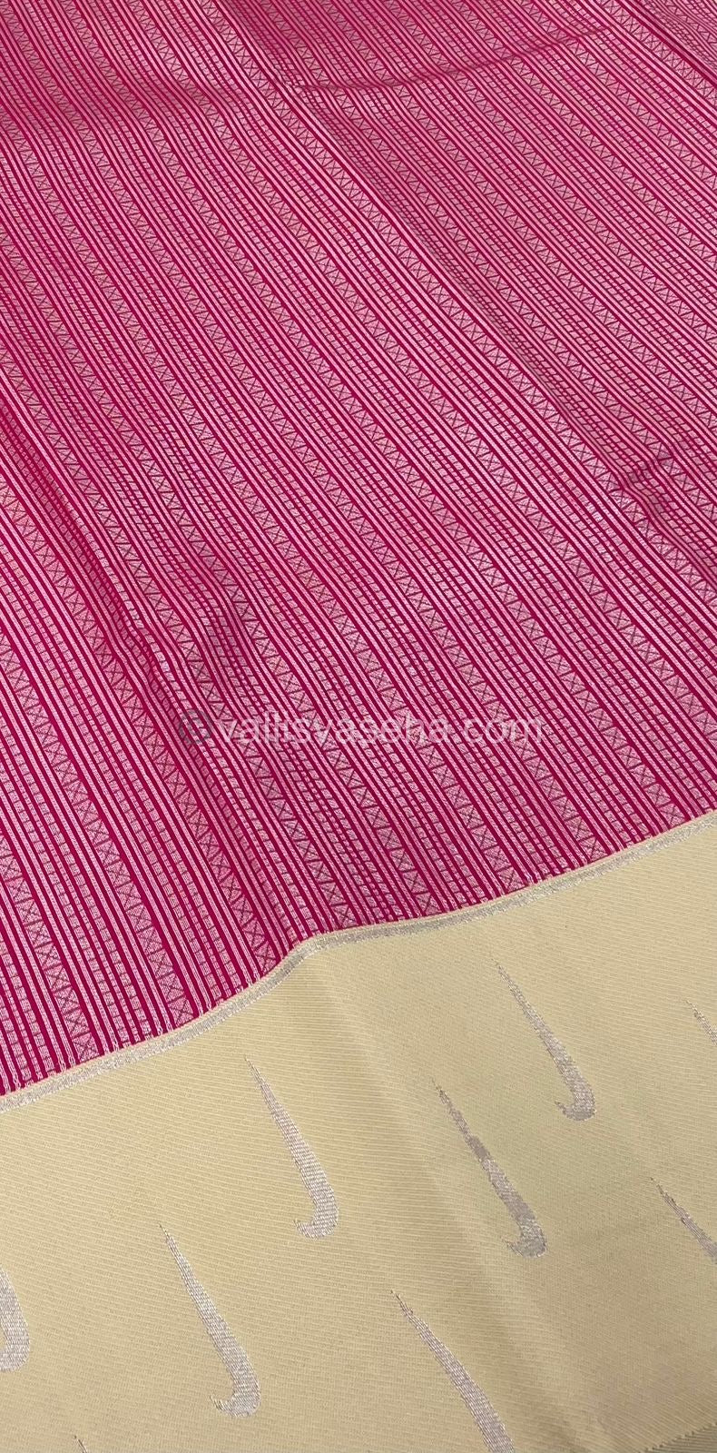 Kanchi Semi Silk - Shade Of Pink with Cream - VVKSS001