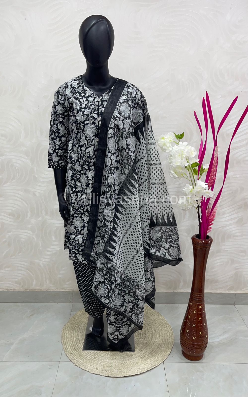 Ready Made - Semi Patiyala 3(pc) Set - Printed Cotton - VVRSP001