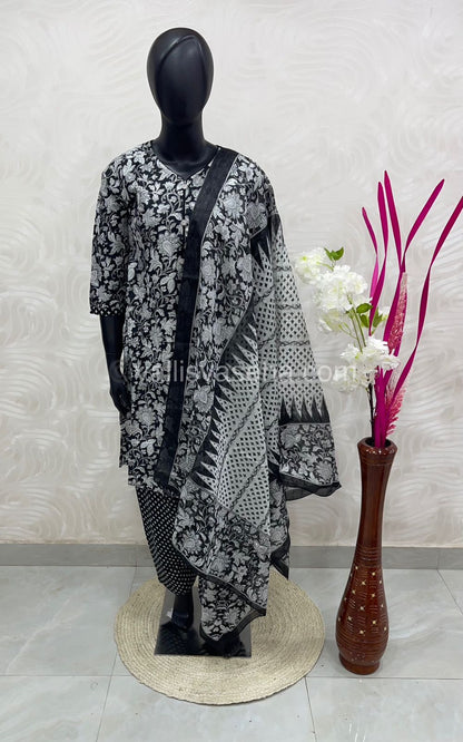 Ready Made - Semi Patiyala 3(pc) Set - Printed Cotton - VVRSP001