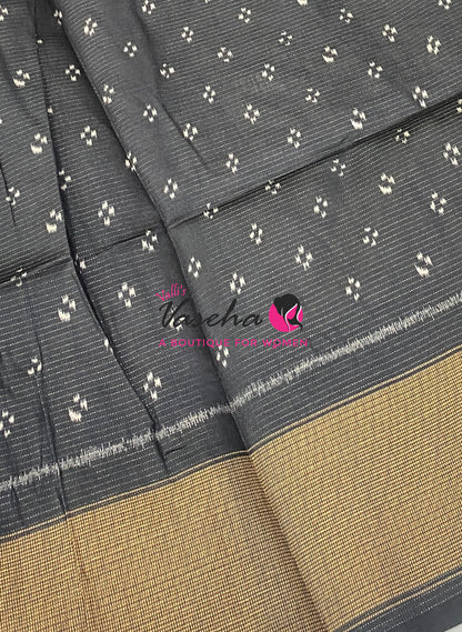 Art Tussar / Art Silk - Mehendi Green & Black Shade - VVATS006
