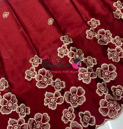 Blouse Bit - Semi Georgette - Merun Shade  - 1 mtr - VVBB002