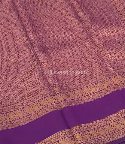 Kanchi Semi Silk - Creamish Grey with Purple - Mayil & Chakkaram design - VVKSS001