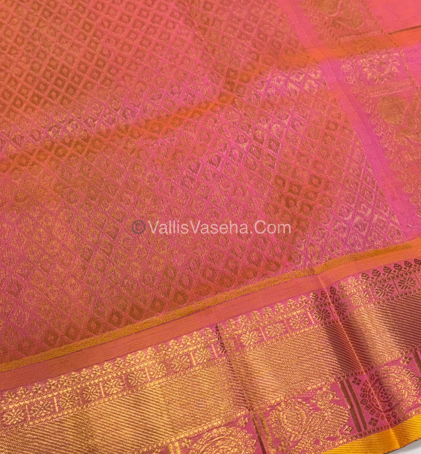 Pure Silk Cotton Saree - Mayil & Chakkaram Design - Purple With Peach Shade - VVMC001
