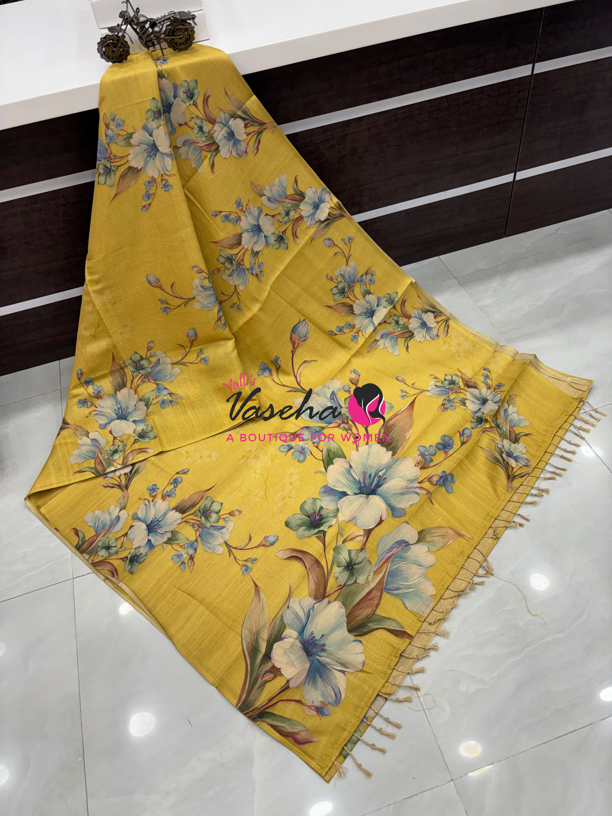 Linen Tissue Saree - Yellow  Shade - VVLTS006