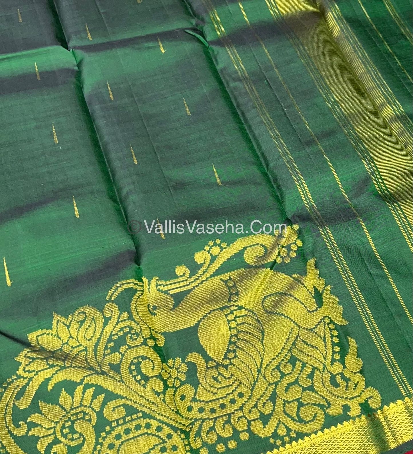 Pure Kanchipuram Silk Saree -  Green Shade  - VVPS022