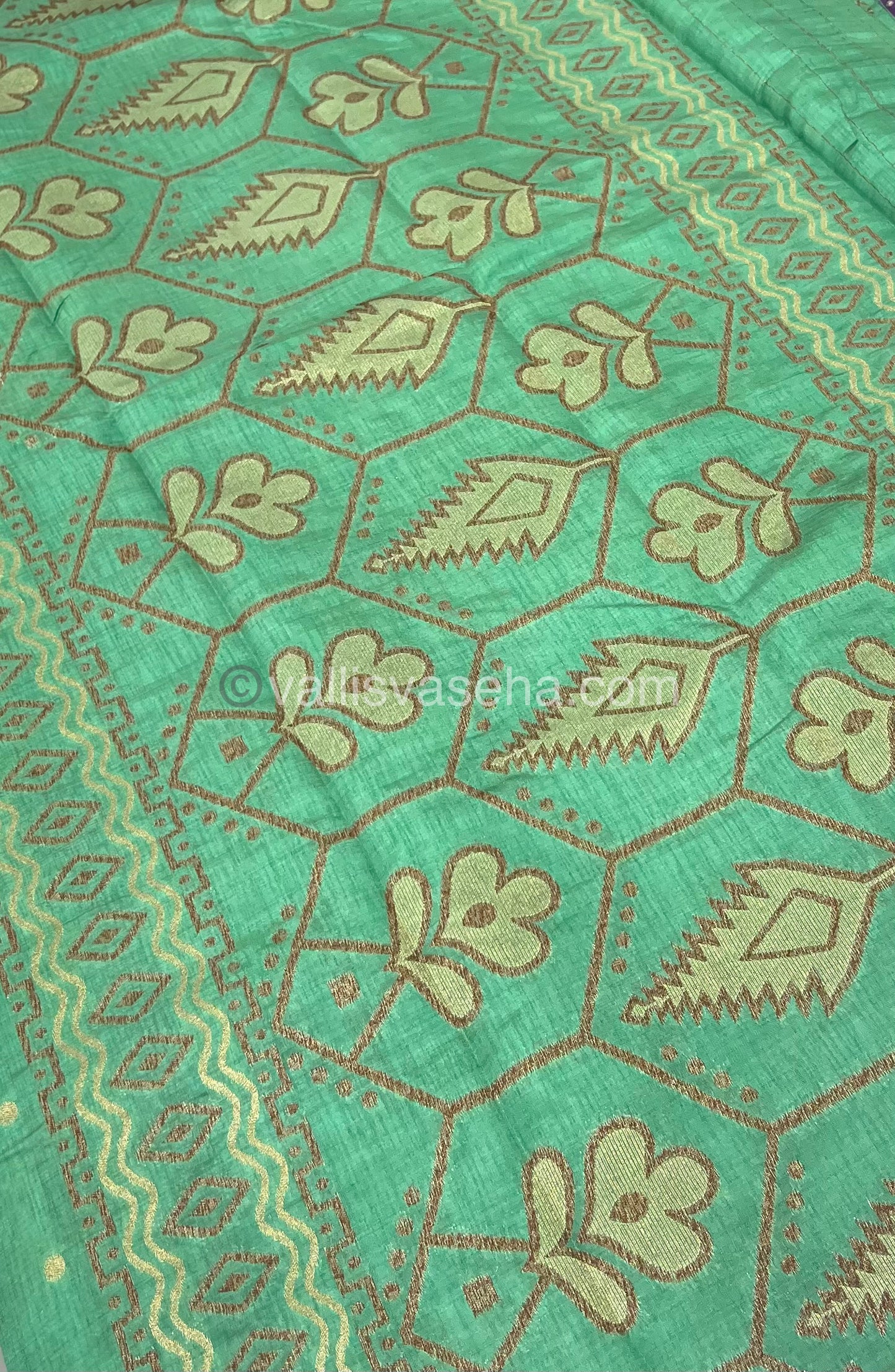 Cherry Tussar - Semi Tussar Silk -  Pastel Green - VVSTS009