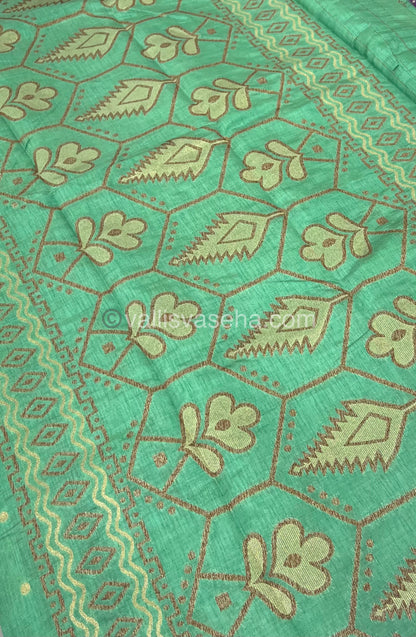 Cherry Tussar - Semi Tussar Silk -  Pastel Green - VVSTS009