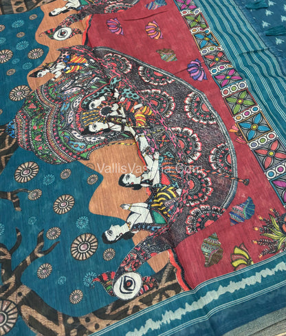 Semi Chanderi Saree - Blue Shade - VVSCS007