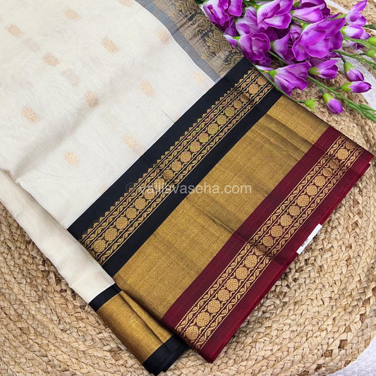 Pure Korvai Silk Cotton With Retta Petta Ganga Jamuna Border - VVKSC011